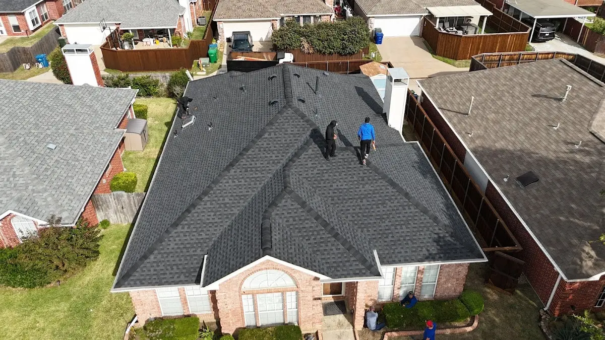 Slate & Tile Roof Repair work in progress on a Matteson property